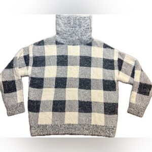✨Women’s Kut from the Kloth Gray/White/Black Checkered Turtleneck Sweater Sz XL